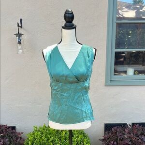 Elegant Teal Sleeveless Top 100% silk